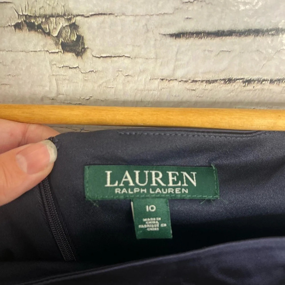 Lauren Ralph Lauren dress navy blue ruched midi size 10 NWT - Picture 6 of 9